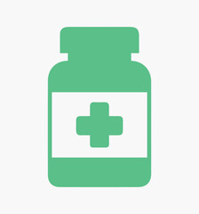Obraz premium Care, treatment, cure, medicine. Drug, pills, capsule, bottle, medicinal, syrup.Doctor, nurse. Hospital, clinic. Analgesic, pharmaceutical antibiotics. vector, icon, illustration