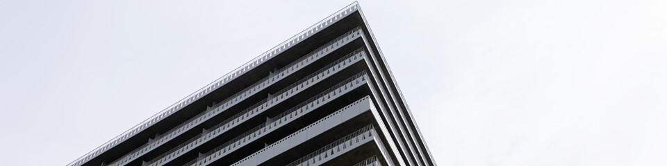 Banner modern house against blue sky