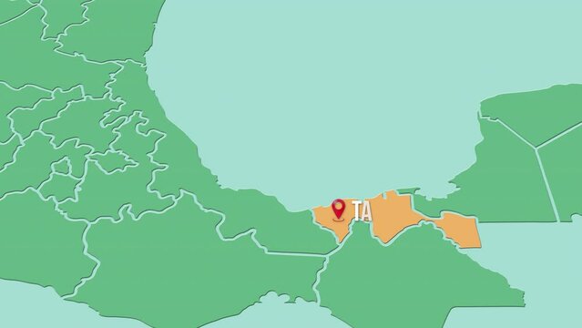 Mapa de M&eacute;xico resaltando el estado de Tabasco
