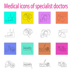 Medical icons of specialist doctors, in two versions, can be used both for web design and in everyday life