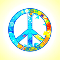 Peace anti-war stylized symbolic pacifist hippie logo