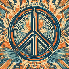 Obraz premium Peace anti-war stylized symbolic pacifist hippie logo