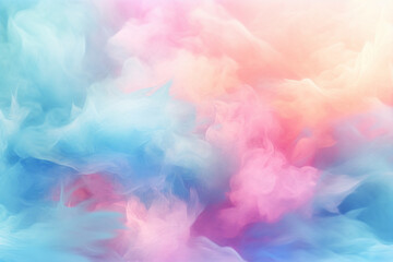Fototapeta na wymiar Background of fluffy baby pink pastel cotton candy clouds in the sky. Generative AI 