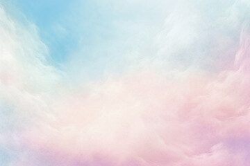 Background of fluffy baby pink pastel cotton candy clouds in the sky. Generative AI  