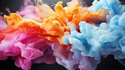 Abstract illustration of multi colored paint in water