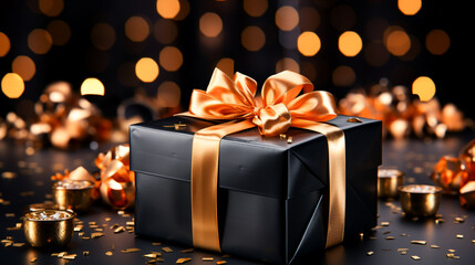 Black Friday sale, black gift box with nice background