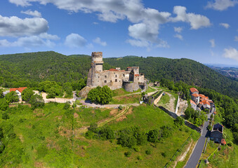 View on the medieval castle of Tournoel in Auvergne, France