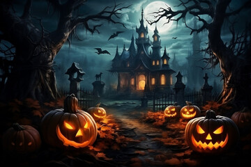 Spooky Halloween Vibes, Pumpkins & Graveyard