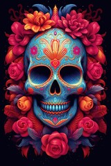 colorful mexican skull