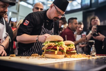 Fototapeta na wymiar burger in a restaurant
