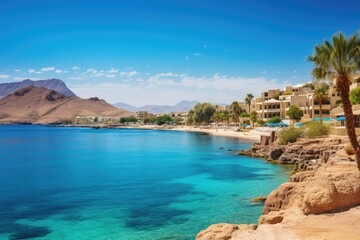 Fototapeta premium view of the sea and mountains