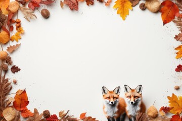 frame with foxes