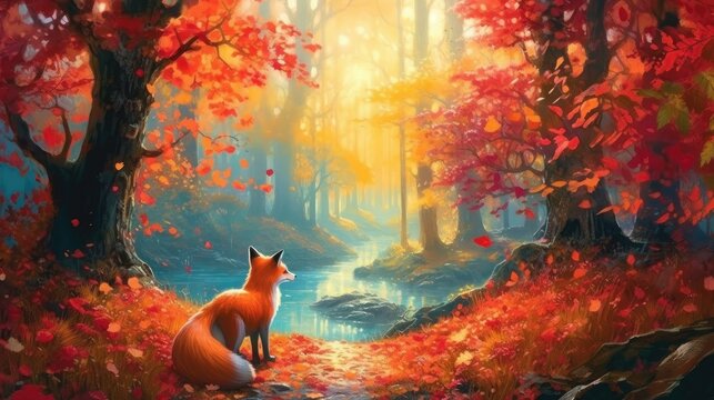 red fox in the forest