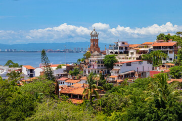The traditional mexican houses at the gringo gulch in Puerto Vallarta city
