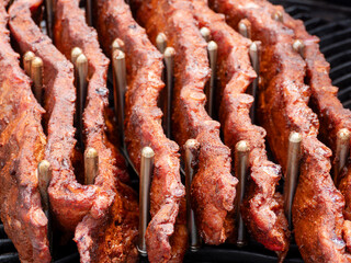 Juicy Spareribs in a Modern Grill Smoker