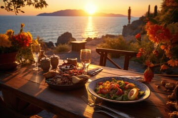 restaurant at sunset