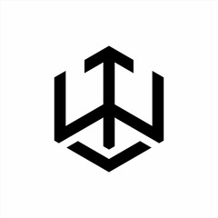 Up arrow logo design with letter W and peace symbol.