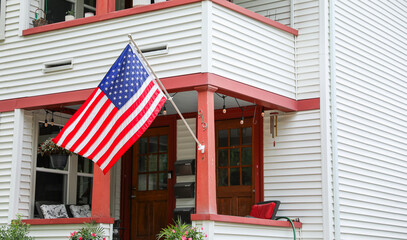US flag waves proudly, embodying American patriotism and honor on this special holiday, symbolizing unity and freedom