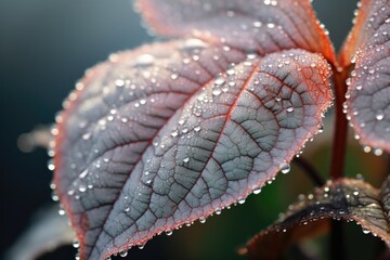 Morning Dew Serenade: Macro Views of Sunrise-Drenched Leaves, Capturing the Exquisite Patterns and Textures Embodied by Each Plant Type Generative AI	
