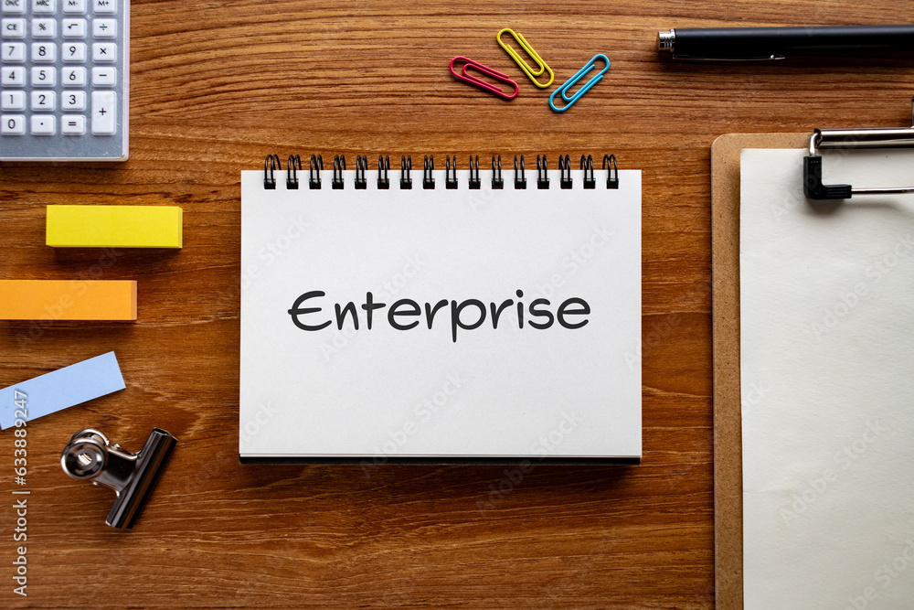 Poster there is notebook with the word enterprise. it is as an eye-catching image.
