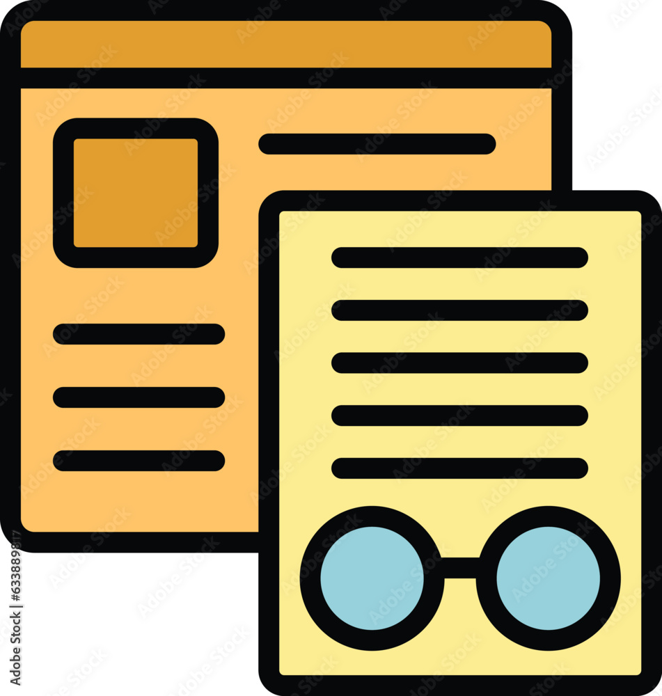 Poster web data icon outline vector. study case. learn success color flat