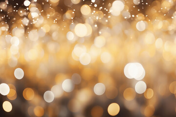 Fototapeta premium Background of abstract defocused gold glitter lights. background with bokeh. Generative AI