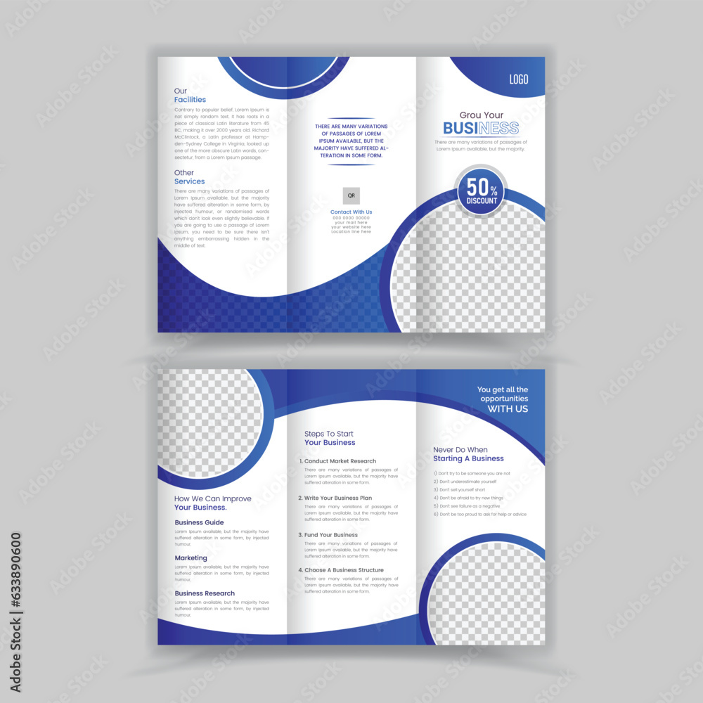 Wall mural modern trifold business brochure template, clean style use for business promotion ads.