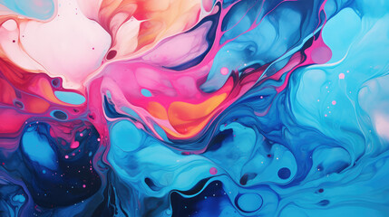 Alcohol ink colors translucent. Modern Fluid Acrylic art. Abstract fluid art background, acrylic pour wallpaper. Design wrapping paper, wallpaper. Mixing acrylic paints. Post-processed generative AI