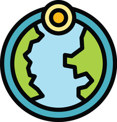 Globe icon outline vector. World around. Travel map color flat