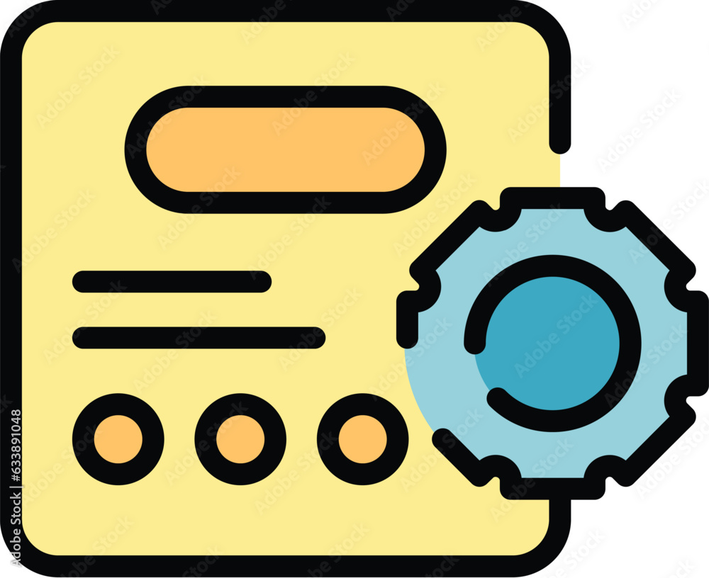 Poster web gear system icon outline vector. inventory management. digital control color flat