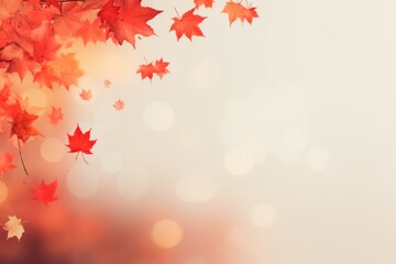 Naklejka na ściany i meble Seasonal banner with autumn foliage. Autumn maple leaves. Autumn background. Copy space. 