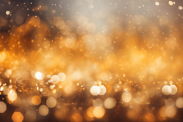 Fototapeta na wymiar Background of abstract defocused rich gold glitter lights on with bokeh. Christmas or New Year. Generative AI
