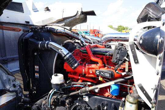 2021 Cummings Diesel X15 engine inside of semi-trucks and big rig trucks.