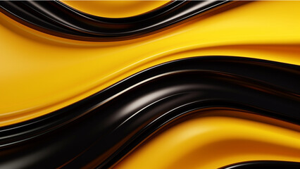 Abstract black and yellow metal wavy background.