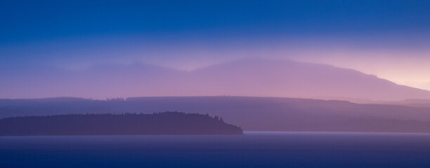 Fototapeta na wymiar Dreamy Puget Sound Seascape at Late Sunset