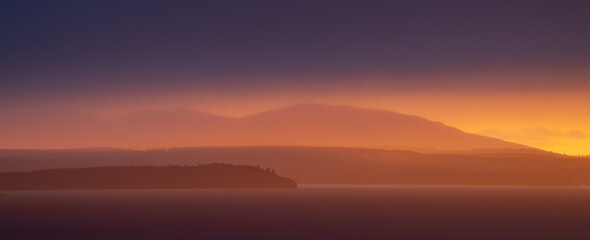 Dreamy Puget Sound Seascape at Late Sunset