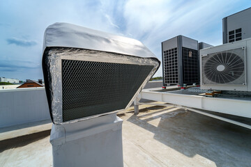 The air conditioning and ventilation system of industrial building on the roof