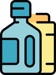 Cleaner bottle icon outline vector. Home service. Work cleanup color flat
