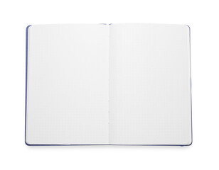Open blank office notebook isolated on white, top view