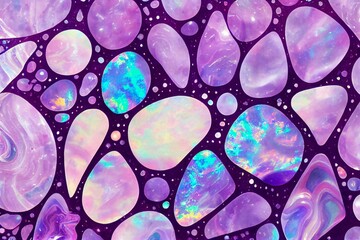 Obraz na płótnie Canvas purple irregular opal chaff patterned shapes with iridescent rainbow color effect background