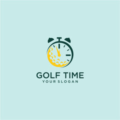 golf logo design with time and clock