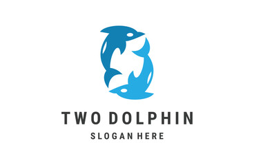 Fototapeta premium Two dolphin logo icon vector design template