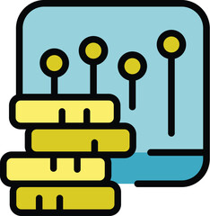 Change coin leader icon outline vector. Key opinion. Media marketing color flat