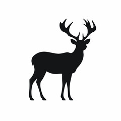 Black silhouette deer vector illustration isolated on white background