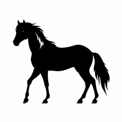 Obraz na płótnie Canvas Black silhouette horse vector illustration isolated on white background