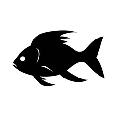 Black silhouette fish vector illustration isolated on white background