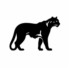 Black silhouette panther vector illustration isolated on white background
