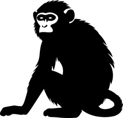 Black silhouette monkey vector illustration isolated on white background