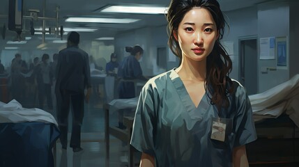Fototapeta premium portrait of a female asian doctor with a stethoscope