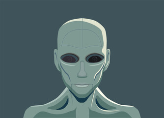 AI robot, alien or ghost vector illustration icon